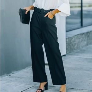 **BRAND NEW** CAMBRIA POCKETED HIGH RISE BELTED TROUSERS - BLACK